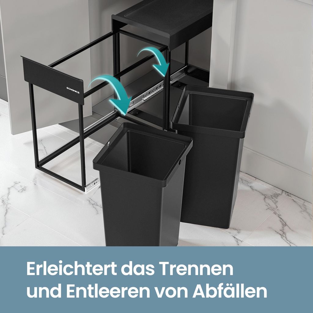 Mülleimer küche, Mülltrennsystem für Unterschrank, 2 x 15