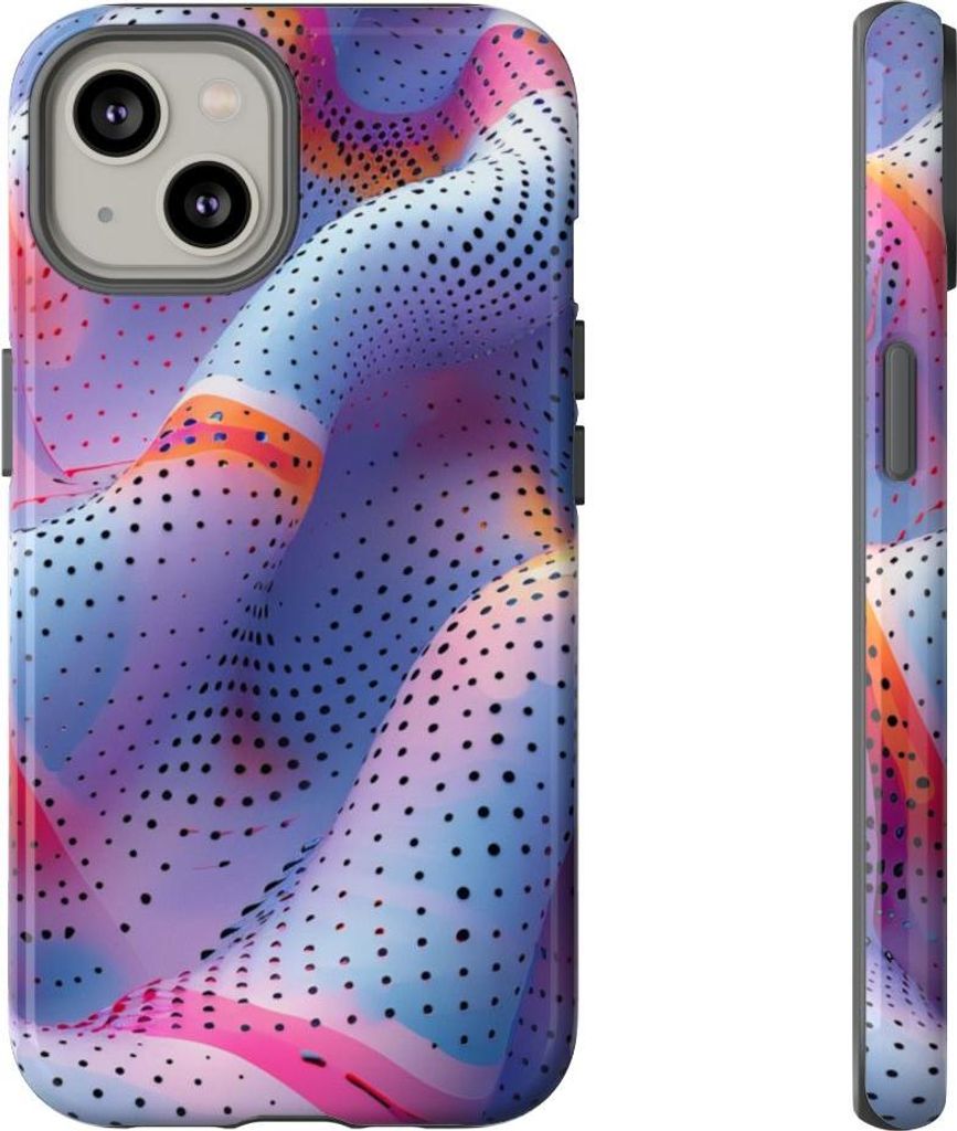 Abstraktes Wellenmuster mit Punkten – Hülle Kompatibel mit iPhone 14