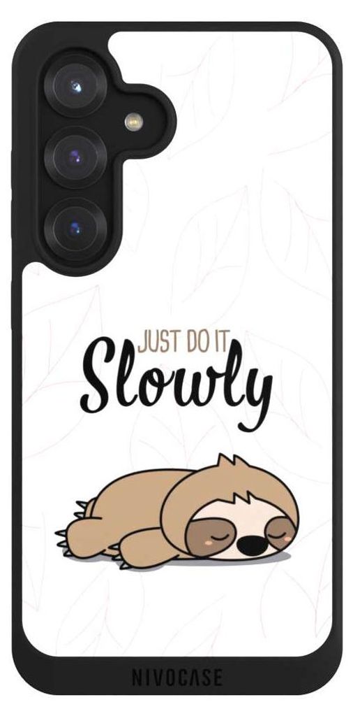 NIVOCASE Handyhülle für Samsung Galaxy S25 Hülle NIVOpure Case Schwarz Faultier Tiere lazy sunday