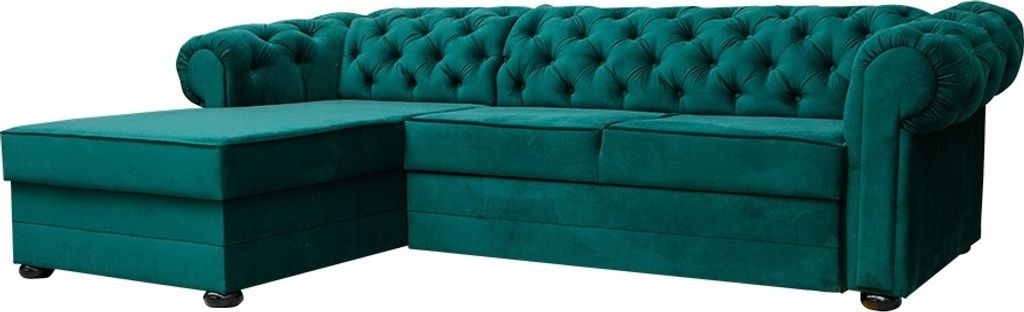 Modernes Links Ecksofa VALENTINO mit Schlaffunktion (Dunkelgruen - Kronos 19)