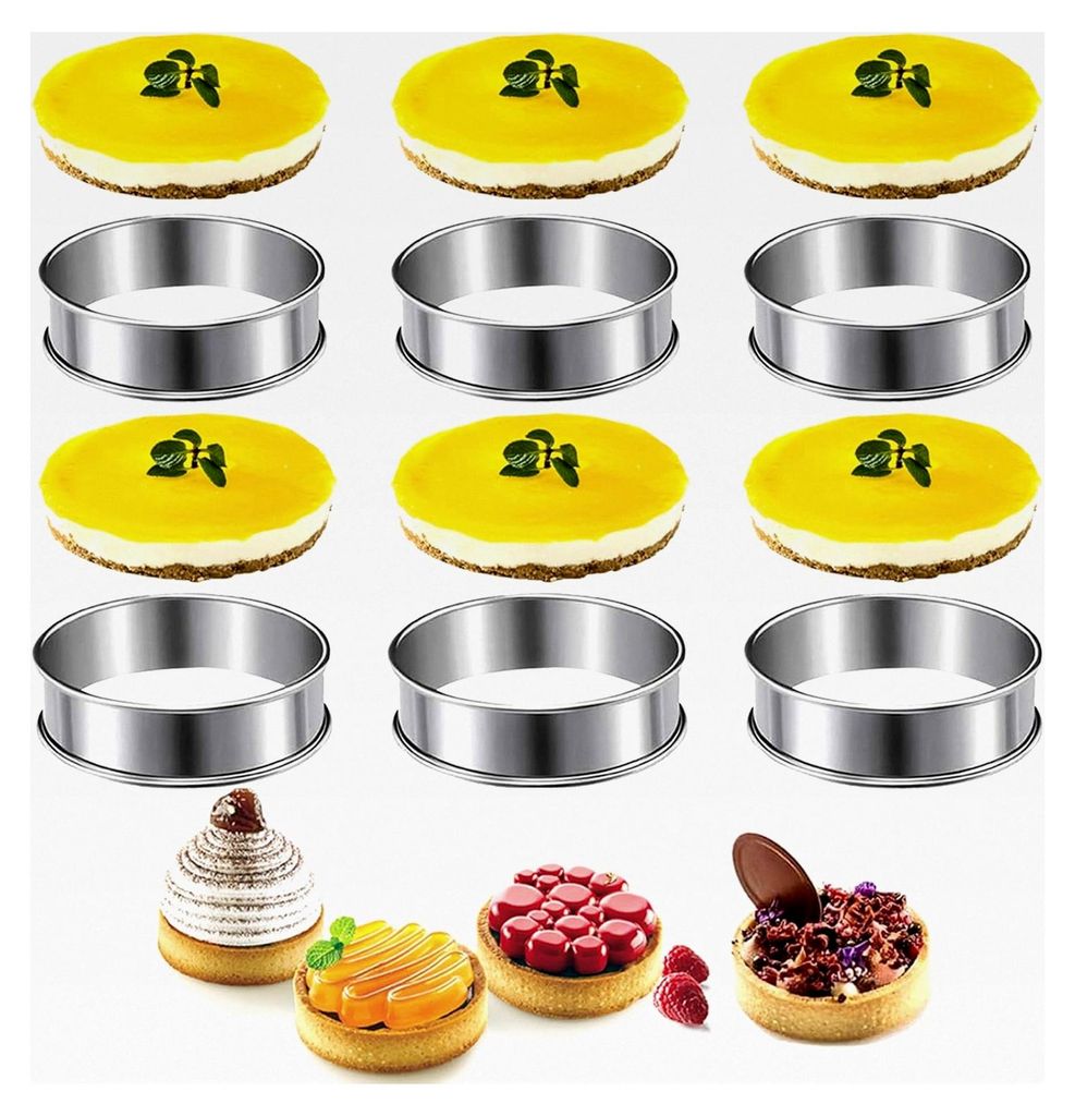 6 Stück Pancake Formen, Dessertringe, 3,1 Zoll Edelstahl Backringe für Kuchen und Desserts
