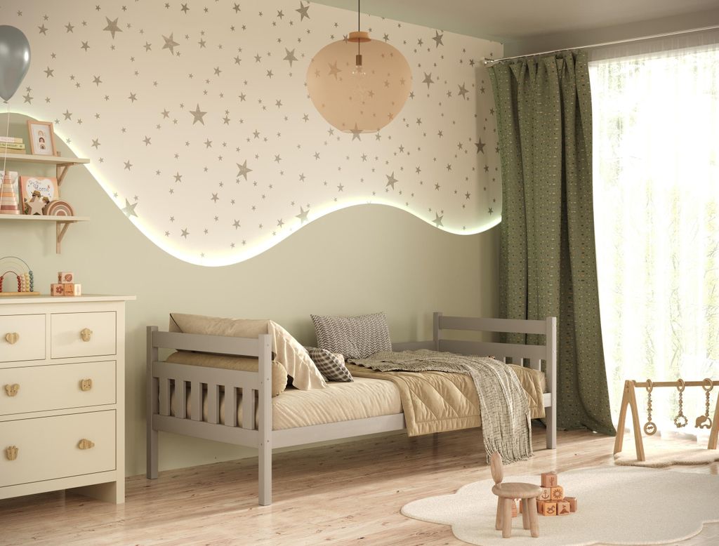 Kinderbett Dawid ohne Matratze Grau 90/180 | Jugendbett