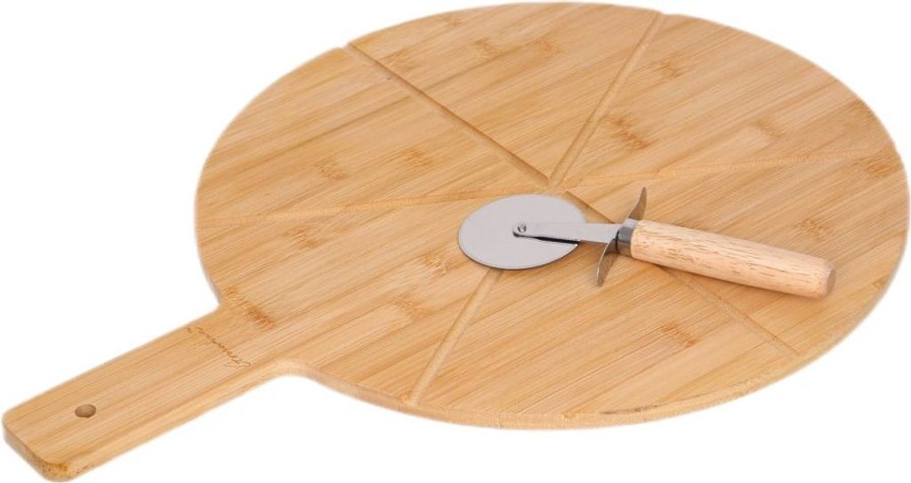Bambus Pizza-Set – 2-teilig mit Pizzabrett & Pizzaschneider
