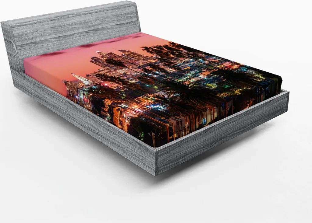 Drap-Housse 180x200 cm Anti-Pli Motif Los Angeles pour Grand Lit
