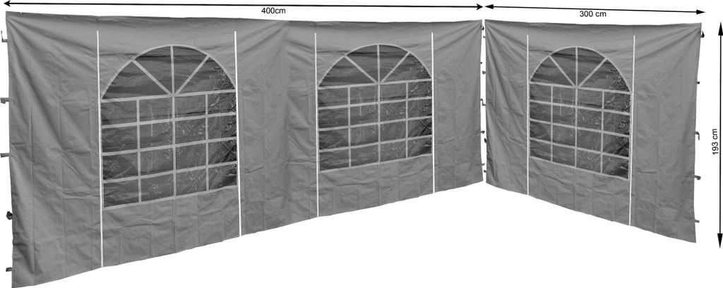 2 Seitenteile mit PVC Fenster 300x193cm / 400x193cm  für Produktbild 