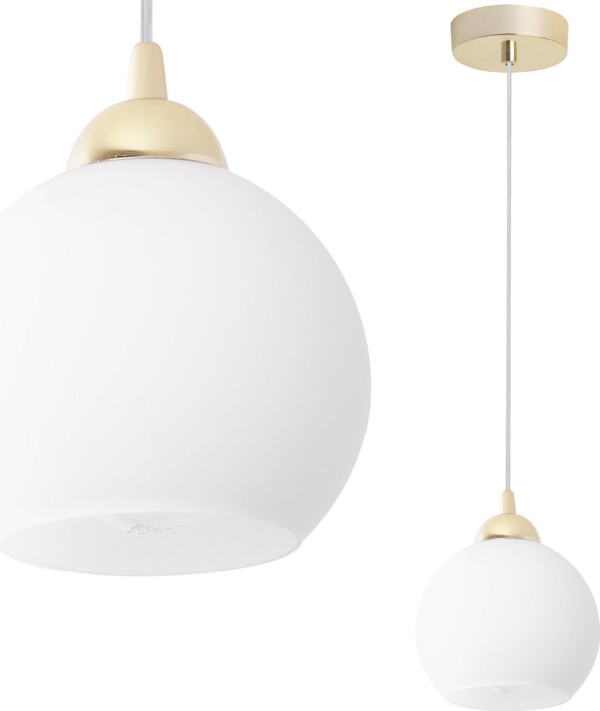 Eliza White Pendelleuchte Gold – 1 flammig E27 transparente Produktbild 