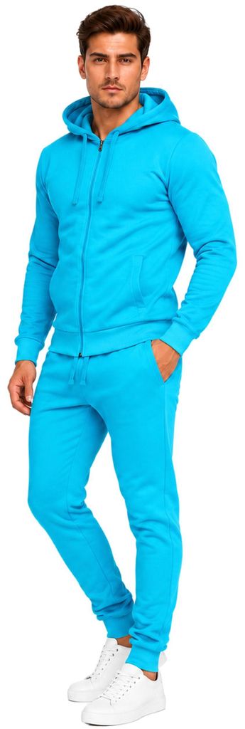 Herren Jogginganzug einfarbig 100% BW 586 Türkis M Produktbild 