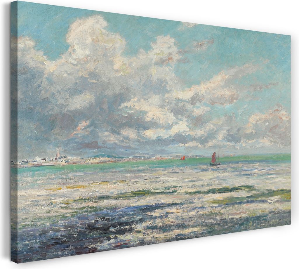 Leinwandbild (60x40cm): Maxime Maufra - MARÉE BASSE À KERHOSTIN, echter Holz-Keilrahmen inkl. Aufhänger, handgefertigt in Deutschland