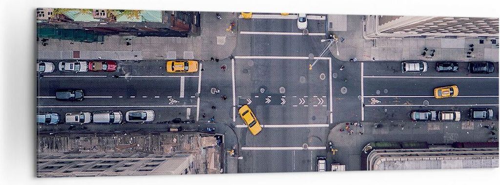 Bild auf Leinwand - Leinwandbild - New York Straße - 160x50cm - Wand Bild - Wanddeko - Wandbilder - Leinwanddruck - Bilder - Kunstdruck - Wanddeko...