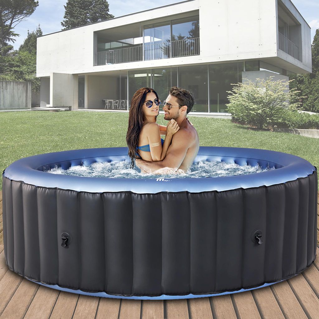 Miweba MSpa Whirlpool Bergen | 4 Personen Pool - In- & Outdoor Spa - 118 Massagedüsen - Fernbedienung - Aufblasfunktion per Tastendruck - 180x180 cm