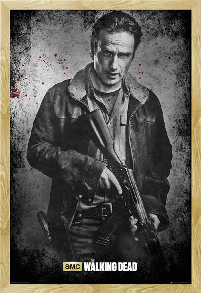 Poster Walking Dead Rick Noir Blanc : Cadre MDF Shinsuke Anti-Reflet