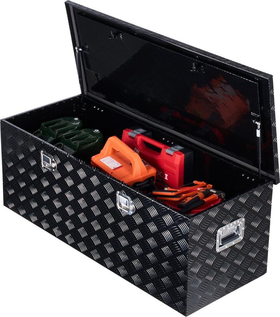 48" x 19,5" x 17,5" Hochleistungs-Aluminium-Werkzeugkasten für Pickup-Ladefläche, schwarz