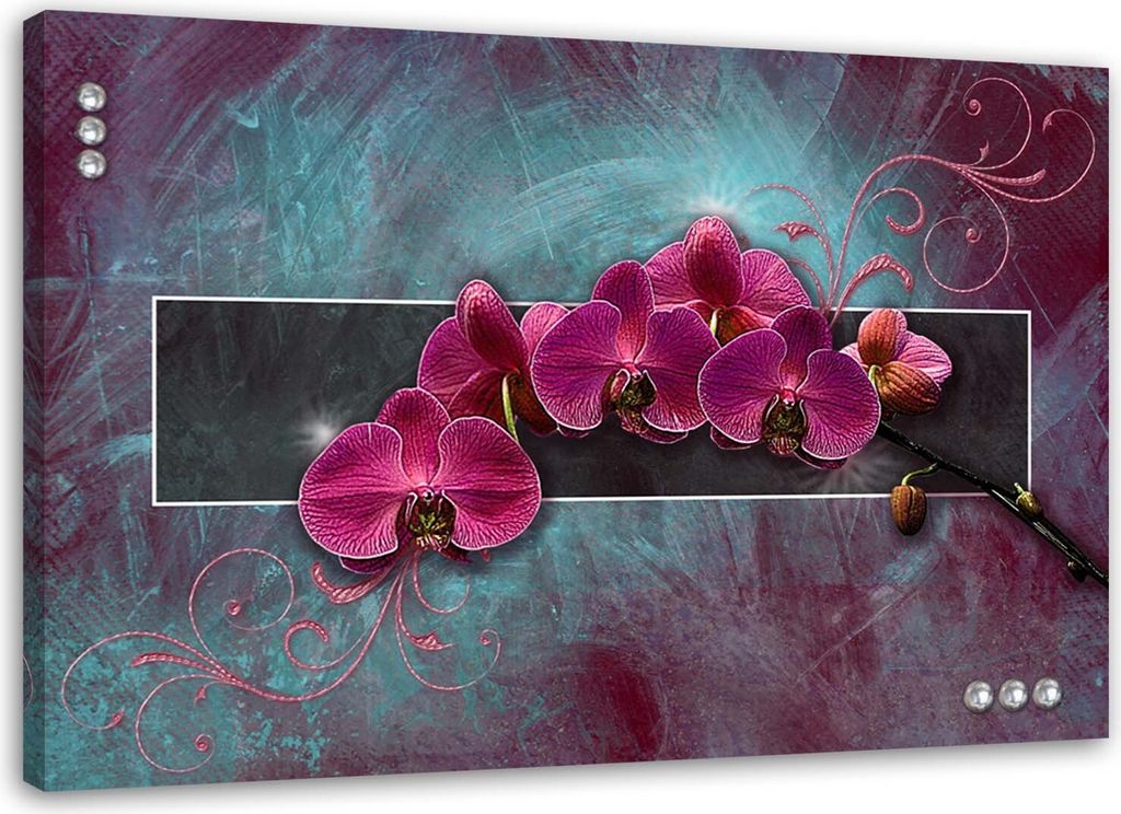 Leinwandbild orchideenblüte rosa spa 3d 120x80 cm Feeby rosa wandbild bereit zum aufhängen