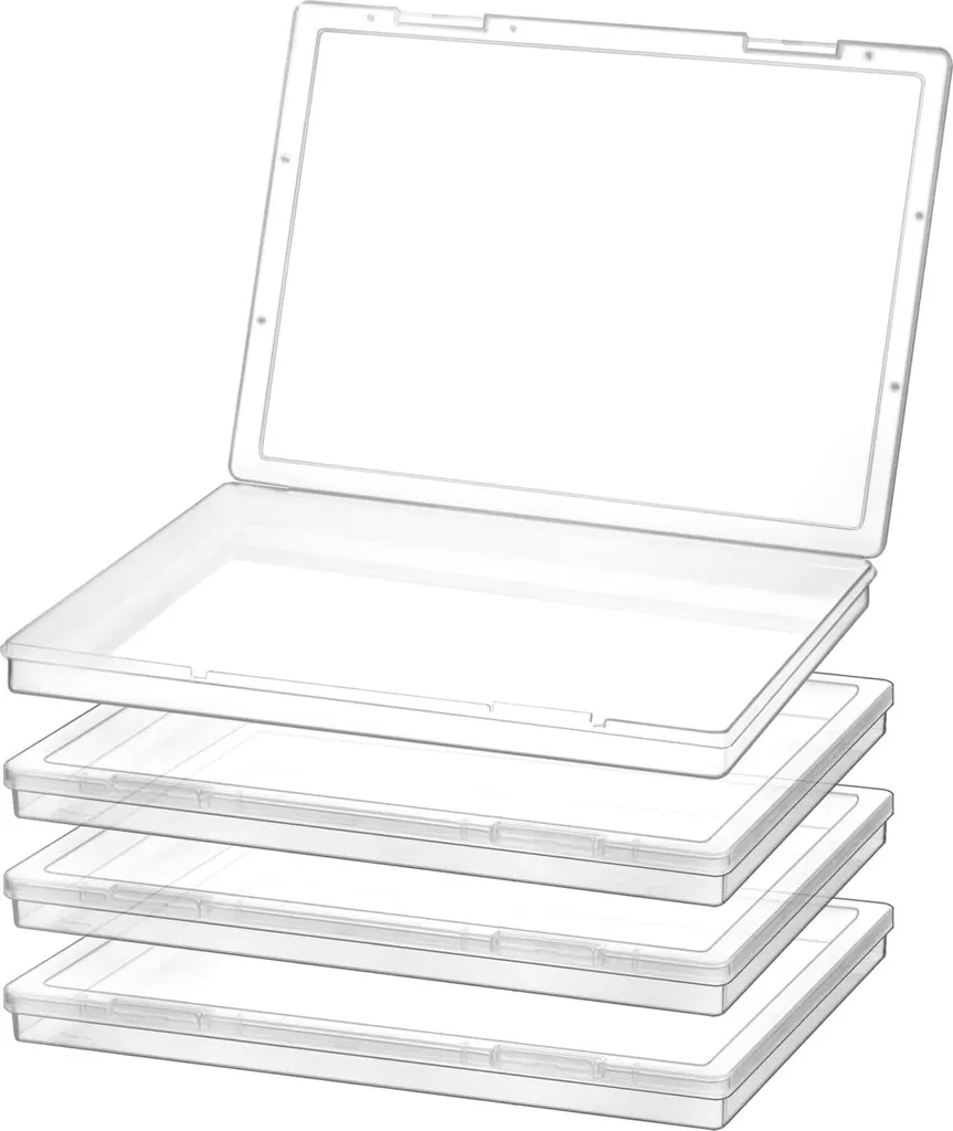 Mallette de rangement A4 pour scrapbooking et photos - 4 unités rigides