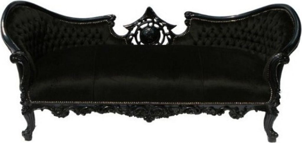 Casa Padrino Barock Sofa Vampire Schwarz/Schwarz - Limited Edition - Lounge Couch