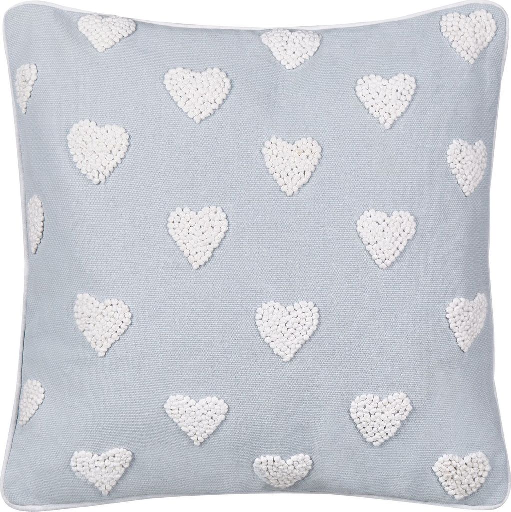 BELIANI Dekokissen Grau Baumwolle 45 x 45 cm mit Herzen Bestickt Herzmotiv Quadratisch Modern Sofa Bett Sessel Wohnzimmer Schlafzimmer Kinderzimmer