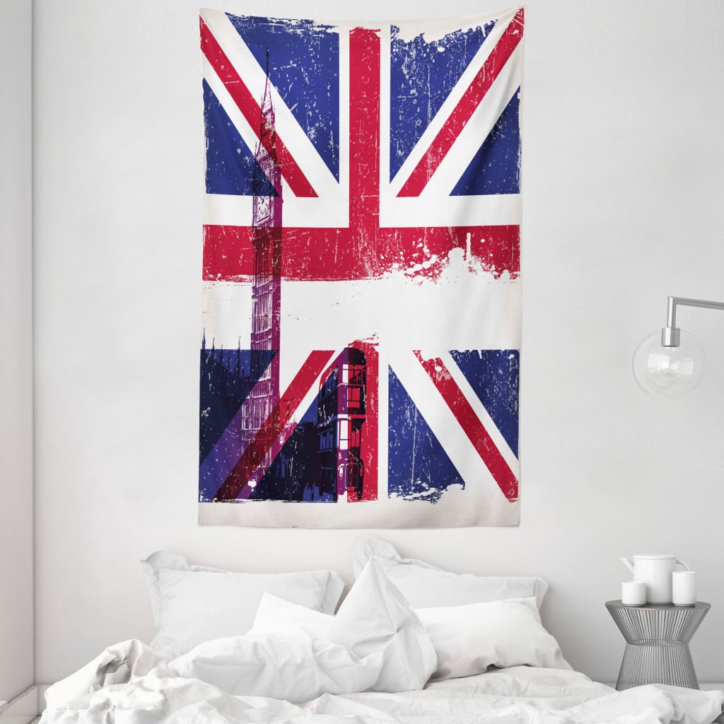 ABAKUHAUS Union Jack Wandteppich und Tagesdecke, Land Kultur Alt aus Weiches Mikrofaser Stoff Waschbar ohne Verblassen Digitaldruck, 140 x 230 cm, ...