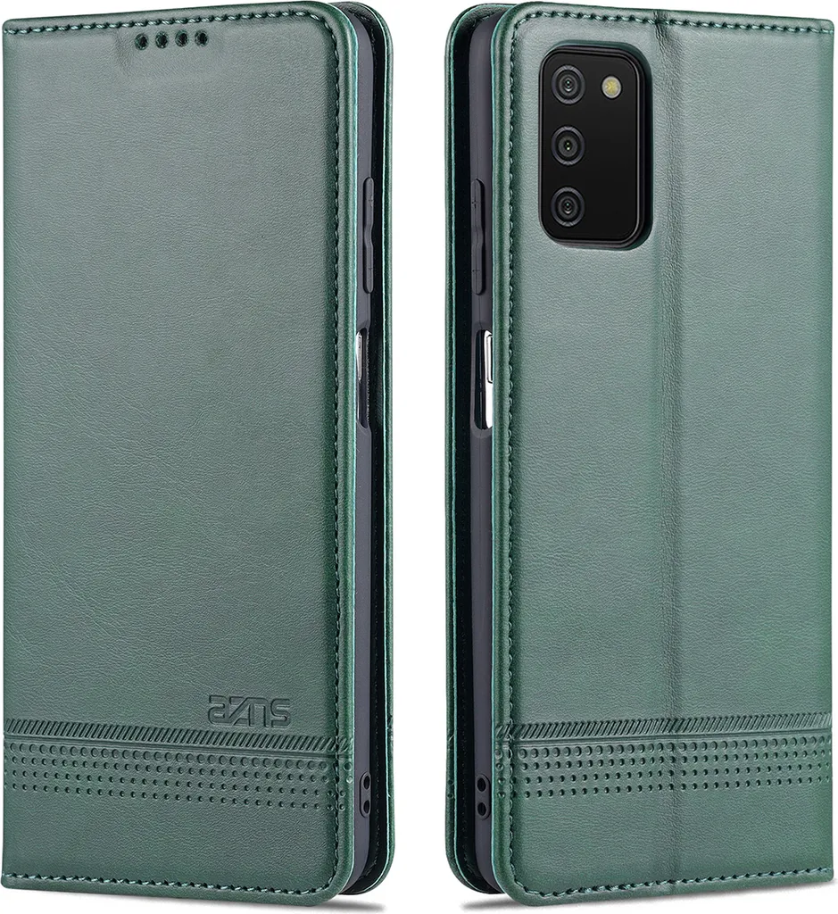 Custodia Samsung Galaxy A03s Professionale: Pelle Verde e Magnete