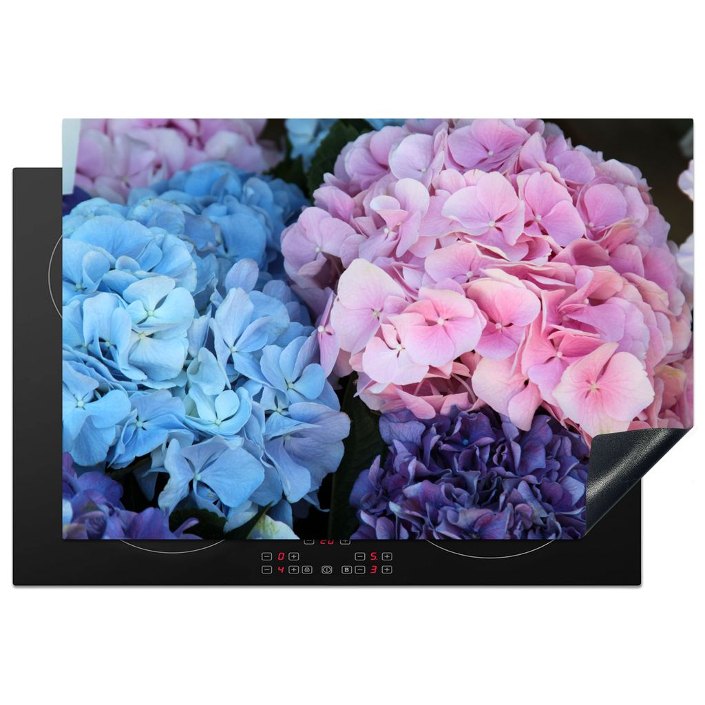 KitchenYeah Herdabdeckplatte Blumen - Strauch - Hortensie - Botanisch , 77x51cm, Küche Deko, Glaskeramikkochfeld Herdabdeckung, Abdeckplatte fù...