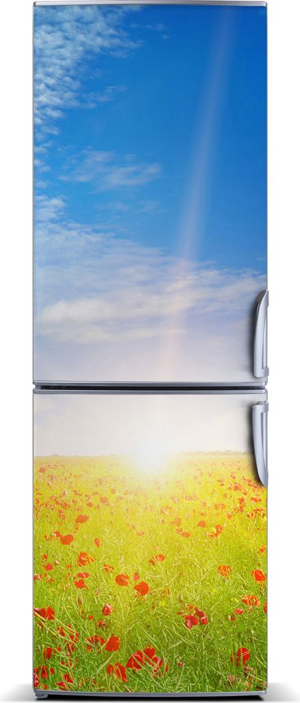 Tulup Kühlschrankdekoration - Magnetmatte - 60 cm x 180 cm - Magnet auf dem Kühlschrank - Mohnfeld