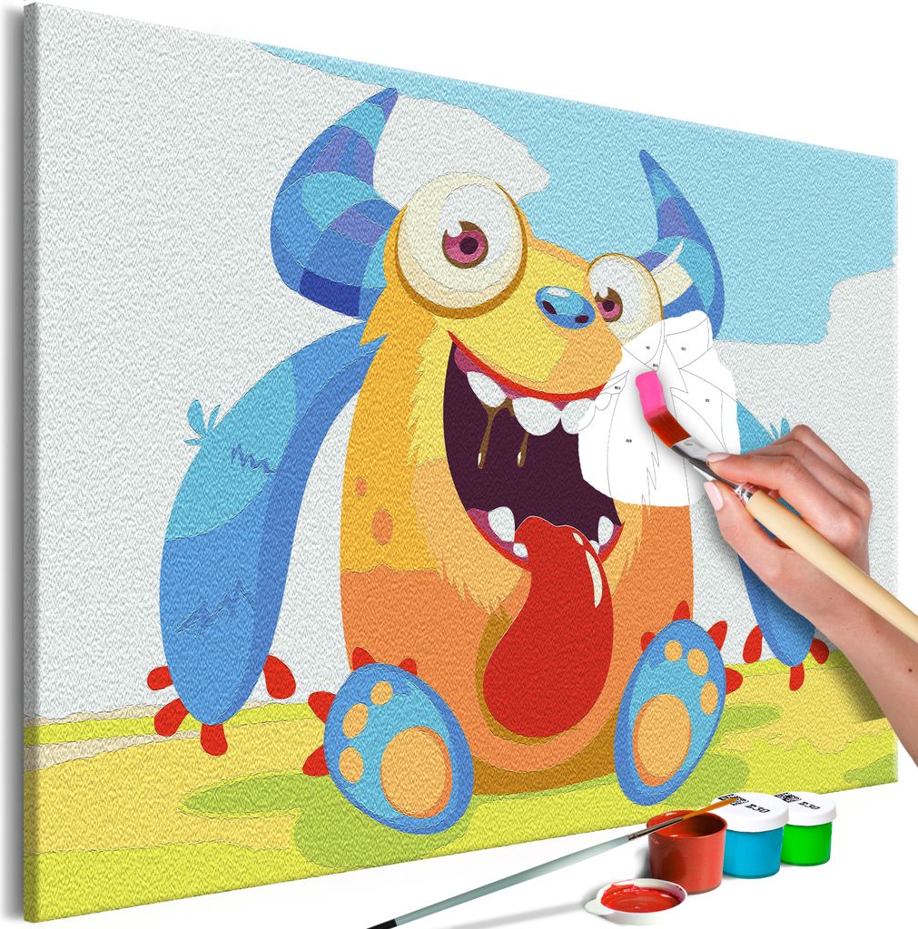 Vlies Malen nach Zahlen - Cute Monster 60x40 cm Für Kinder n-A-1258-d-a