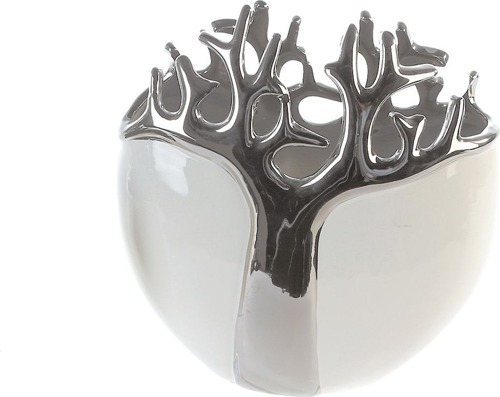 GILDE Vase Tree weiss, silber, wasserdicht H. 21 cm,26182