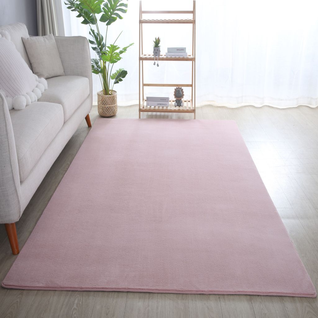 Kurzflor Teppich Wohnzimmer Rosa 240x340 Rechteck Unicolor - Einfarbig aus Polyester