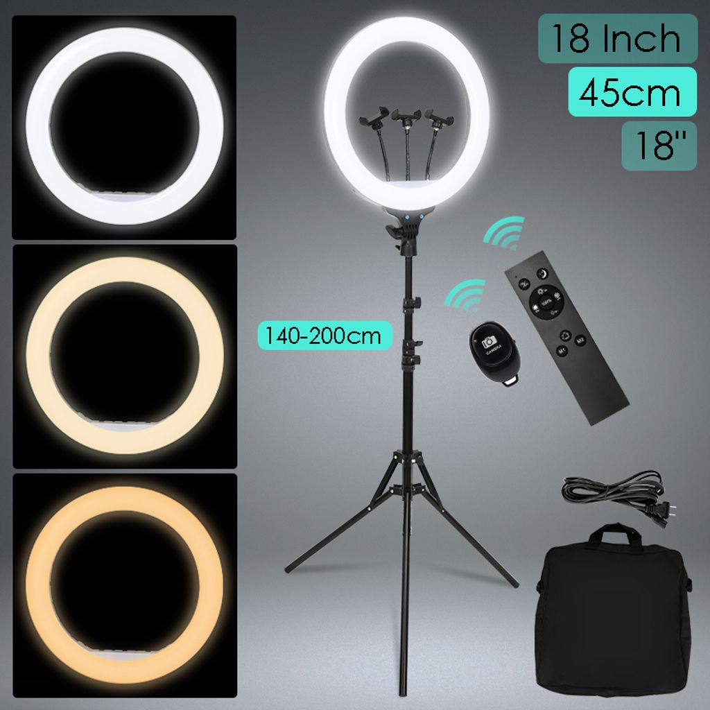 18" LED Ringlicht Makeup Video Lampe 18 Zoll Ringleuchte Dimmbar Blitzlicht