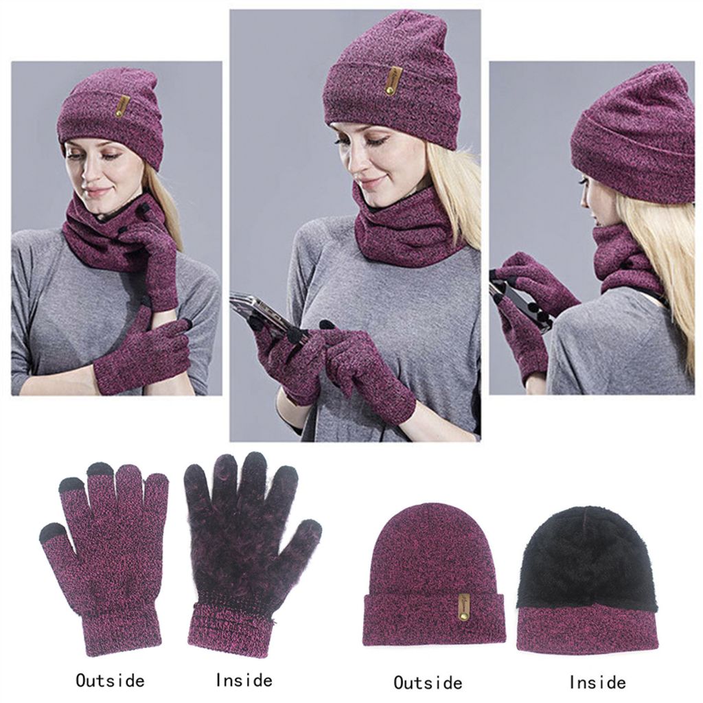 3-teiliges Besiktas Fan Set - Beanie Mütze, Schal & Handschuhe Schwarz