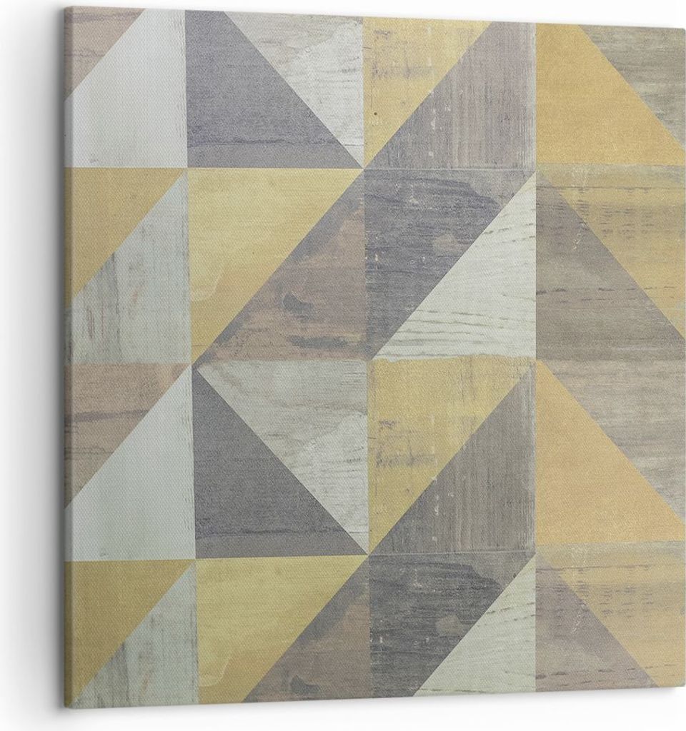 Bild auf Leinwand - Leinwandbild - Einteilig - Abstraktion Geometrisch Dreiecke - 50x50cm - Wand Bild - Wanddeko - Wandbilder - Leinwanddruck - Bil...