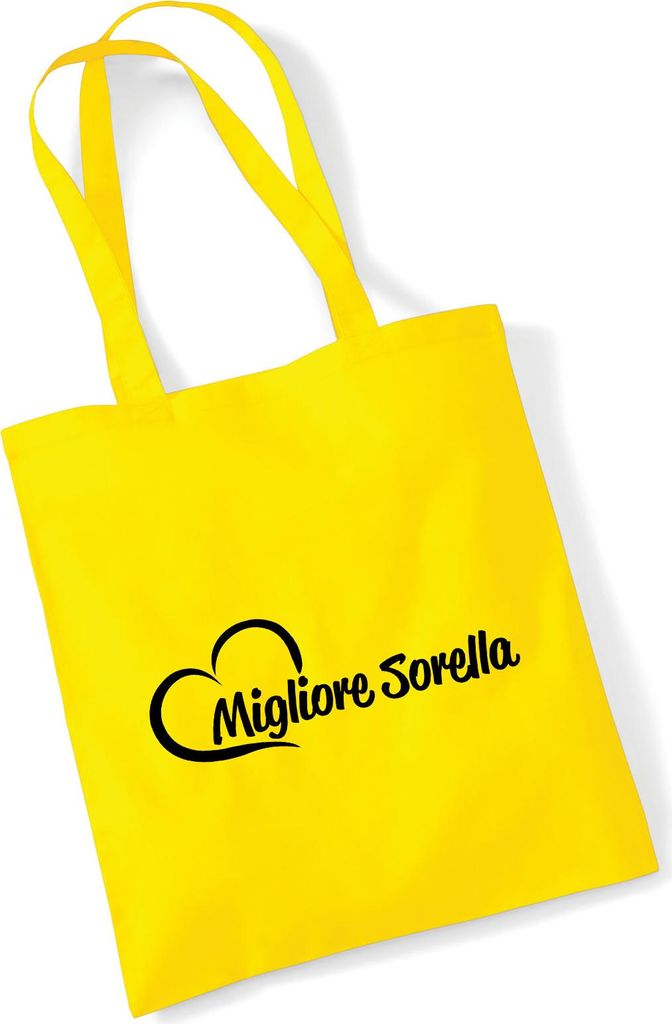 Huuraa Jutebeutel Migliore Sorella Cuore 10 Liter Yellow Baumwolle Tasche Geschenkidee