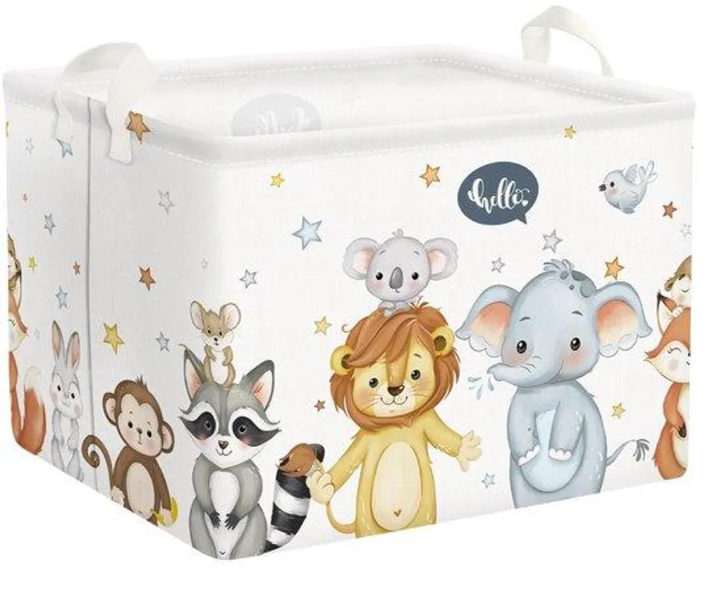 Corbeille à linge bébé pliable en tissu blanc avec poignée de transport