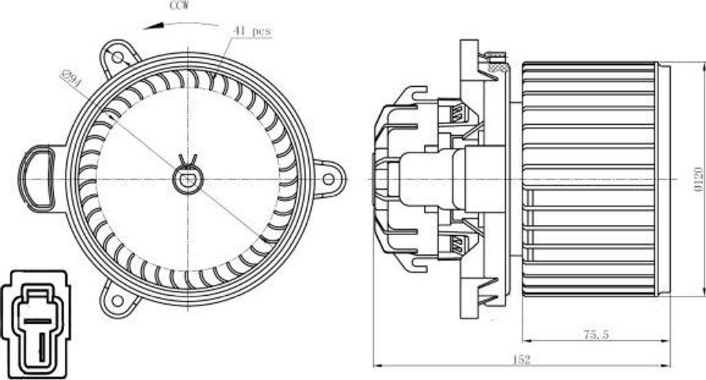 NRF 34279 Heizungsgebläsemotor OE 97113B4000 kompatibel mit i10