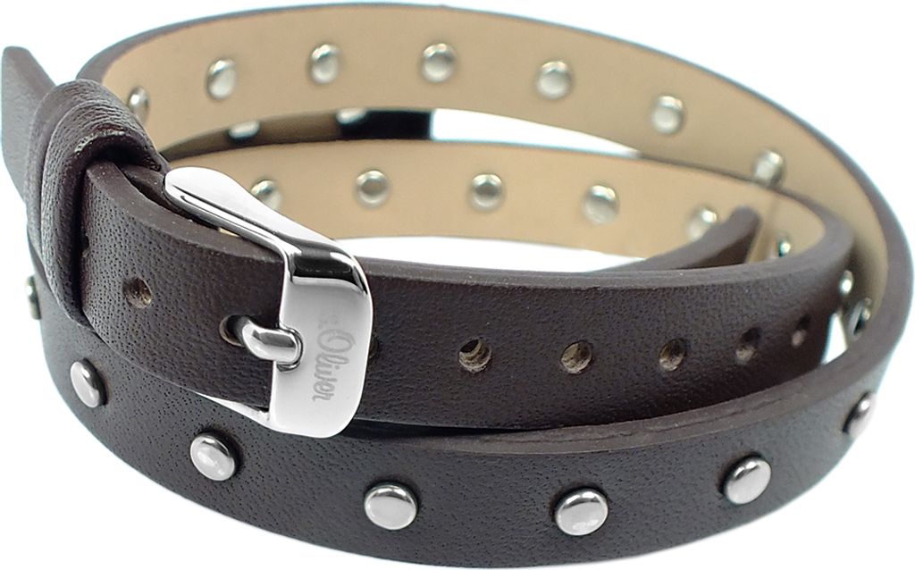 s.Oliver Uhrenarmband 10mm | Wickelband Leder in braun | SO-2284-LQ