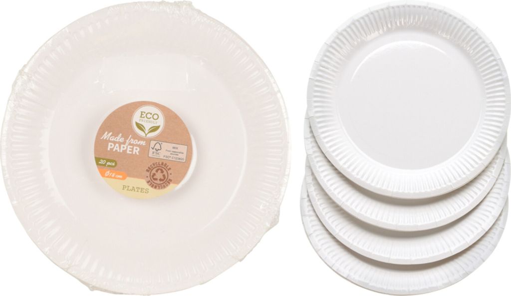 Basic Pappteller 18 cm 20 Stück weiß