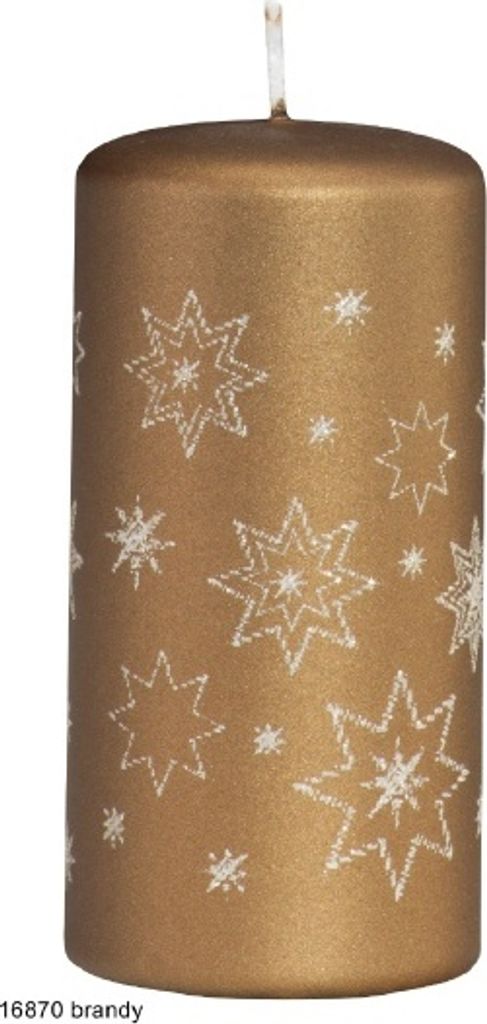 4 Stellato Stumpenkerzen 12 x 6 cm brandy met.