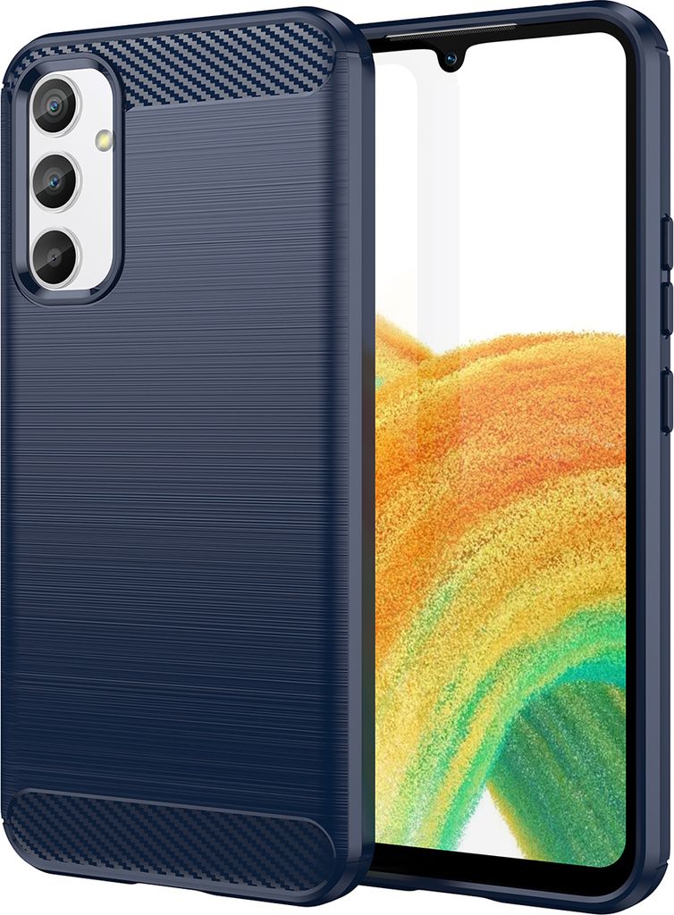 Galaxy A34 Hülle, Carbon-Faser TPU Silikon Stoßfest Produktbild 