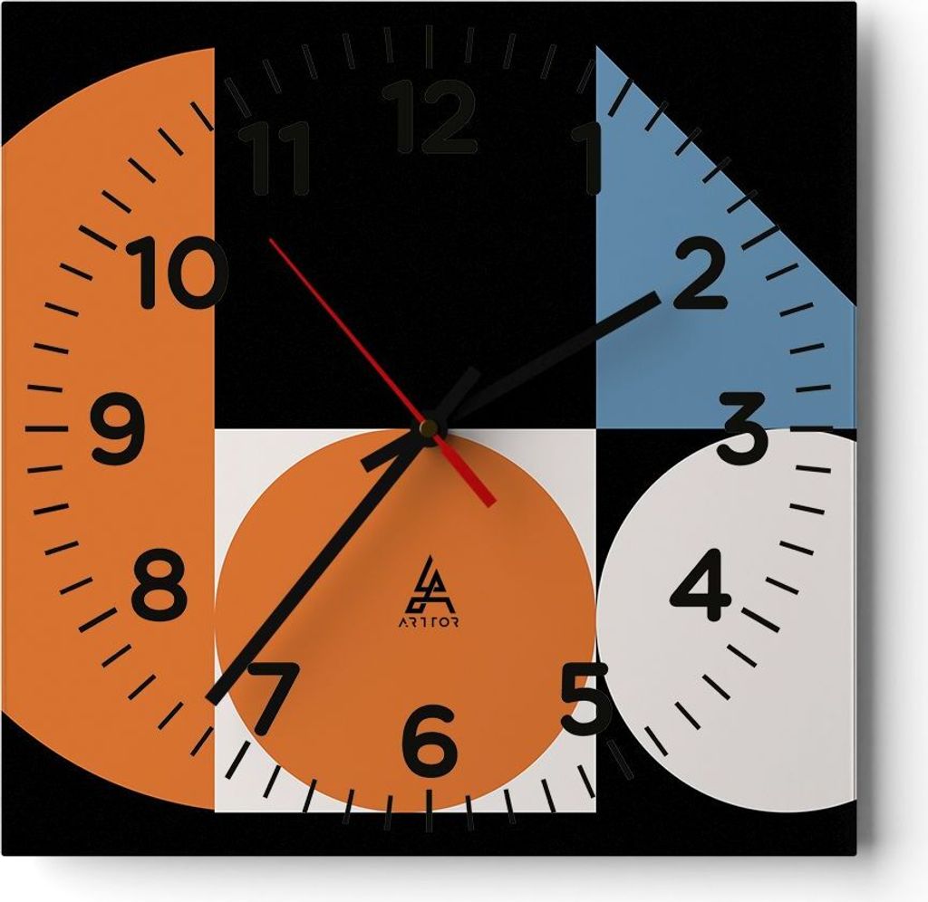 Wanduhr - Quadrat - Glasuhr - Stück Geometrisch Räder - 30x30cm - Schleichendes Uhrwerk - Lautlos - zum Aufhängen bereit - Dekoration Modern - W...