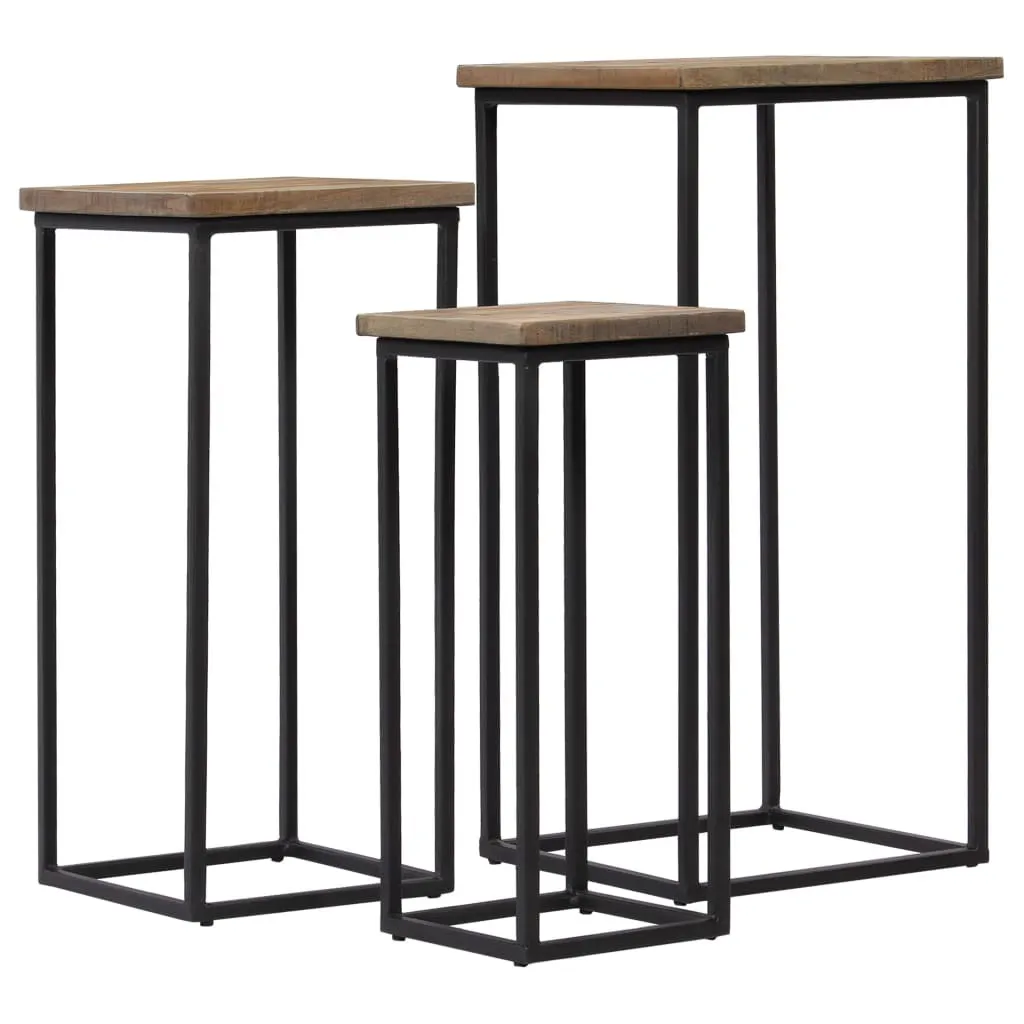 Set de 3 tables d'appoint en teck recyclé massif - Collection Lombok