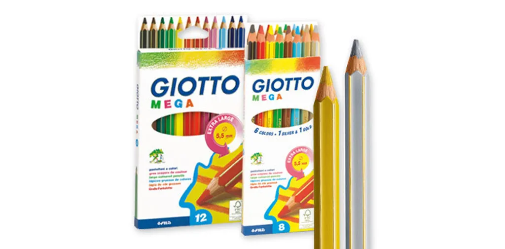 Giotto Mega Crayon avec Mine de 5,5 mm Haute Résistance et Bois Robuste