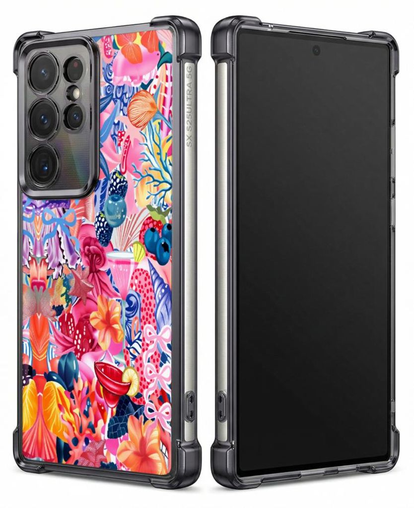 Personalisierte Hülle mit Bild für Samsung Galaxy S26 Elektroplattiert TPU Stoßdämpfer Handyhülle mit Farbenfrohes florales Ozean-Musterdesign