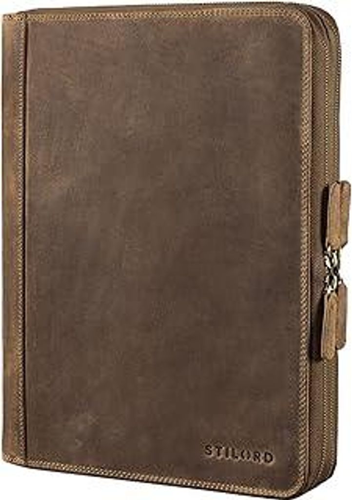 STILORD 'Ferris' Vintage Leder Dokumentenmappe - Perfekt für Arbeit, Büro & Meetings - Konferenzmappe XL für 13,3 Zoll MacBook, Farbe:mittel - b...