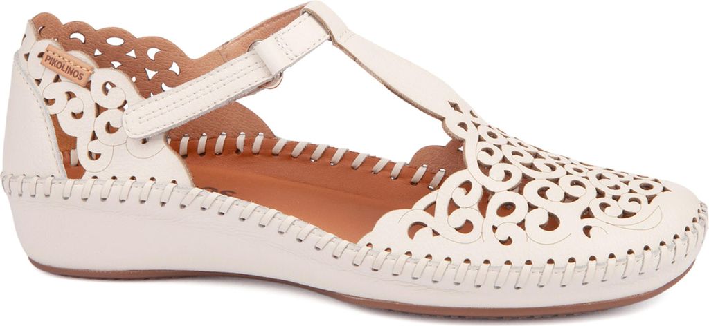Pikolinos Damen Sandale Leder mit T-Riemen und feinen Cut Outs P. Vallarta 655, Größe:37 EU, Farbe:Weiß