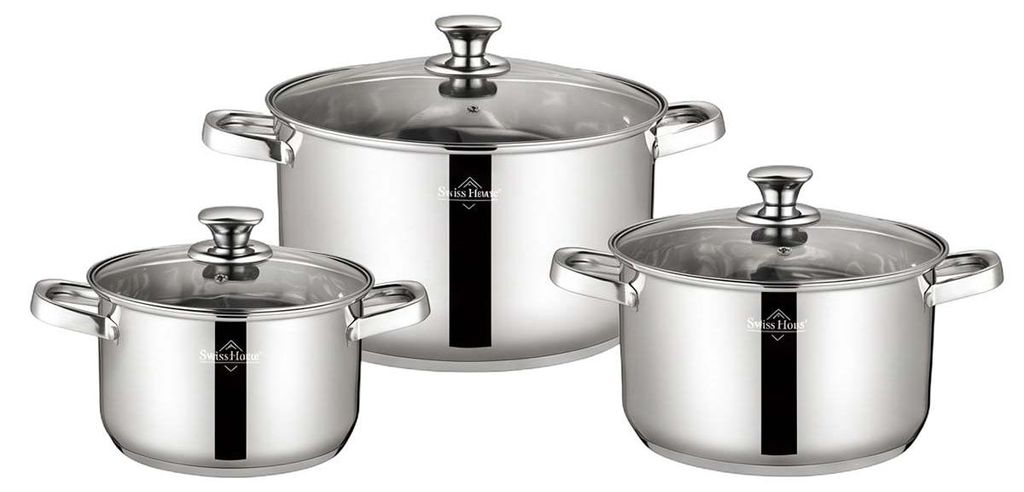 SWISS HAUS, sada 3 nerezových hrnců o průměrech 20/24/28 cm Obrázek produktu 