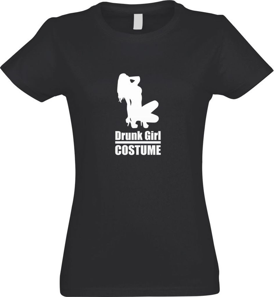 Kiwistar - T-Shirt tailliert - Damen - Graphit - Drunk Girl Costume GoGo - mit Motiv Bedruckt - Funshirt Design - Sport - Freizeit - Damen - XL