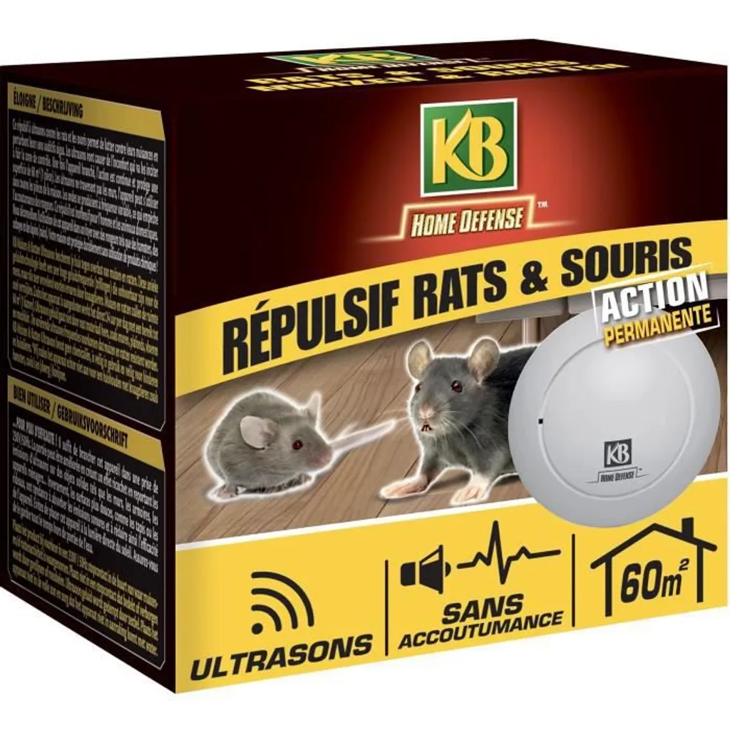 Répulsif Ultrasons Rats et Souris 60m² sans produits chimiques actif