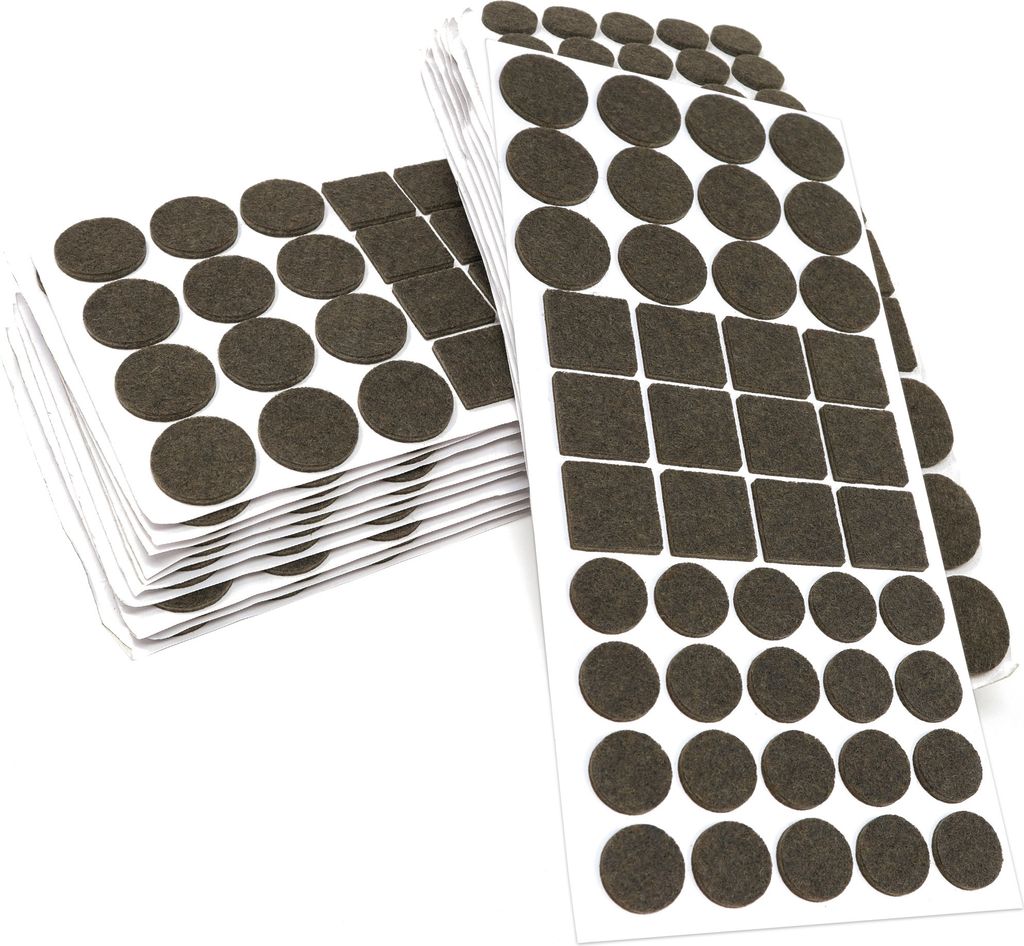 Adsamm | 880 x Filzgleiter / Braun / verschiedene Größen / Ø 28 mm / Ø 20 mm / 25x25 mm / 3.5 mm starke selbstklebende Filz-Möbelgleiter in