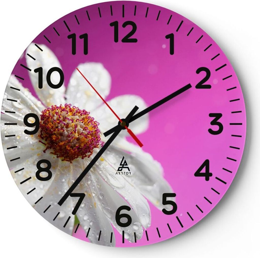 Wanduhr - Rund - Glasuhr - Blume frühling garten - 40x40cm - Schleichendes Uhrwerk - Lautlos - zum Aufhängen bereit - Dekoration Modern - Wanddek...