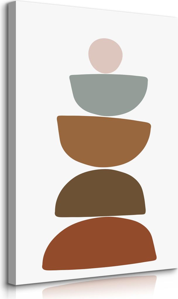 Muralo Leinwandbild Canvas STEINE Aquarell Abstraktion Boho Stil für Wohnzimmer Br. 60cm x Hö. 90cm