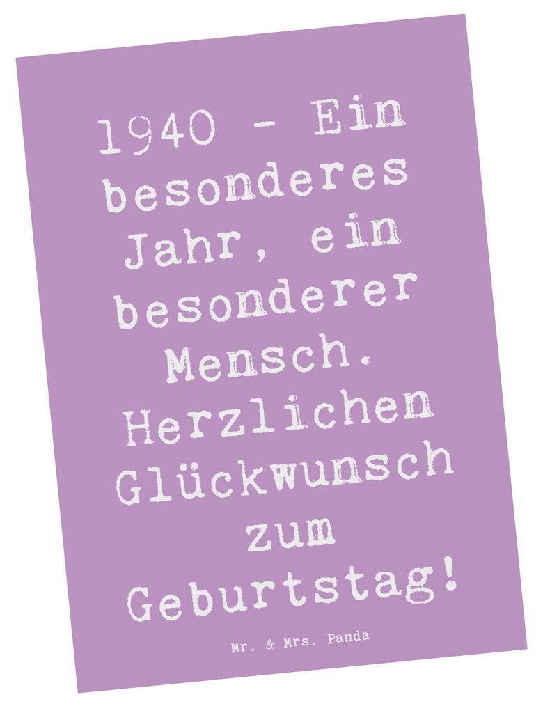 Mr. & Mrs. Panda Postkarte Spruch 1940 Geburtstag - Produktbild 